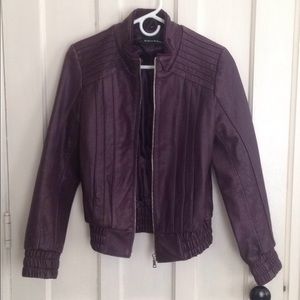 Genuine leather jacket in plum color